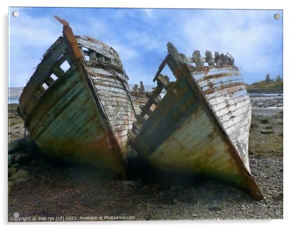 3 wrecks isle of mull or the 3 ladies argyll and b Acrylic by dale rys (LP)