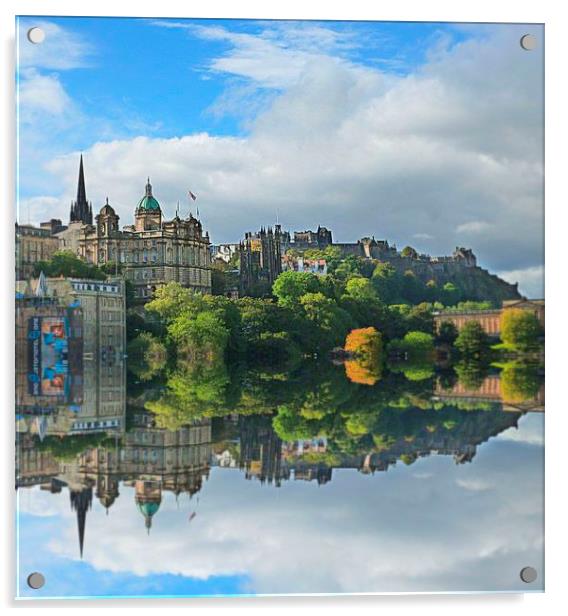 historic edinburgh reflection Acrylic by dale rys (LP)