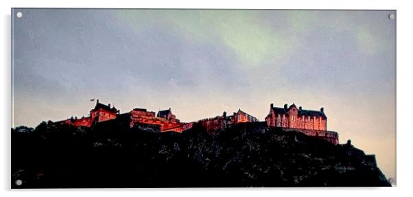  edinburgh castle-dusk Acrylic by dale rys (LP)
