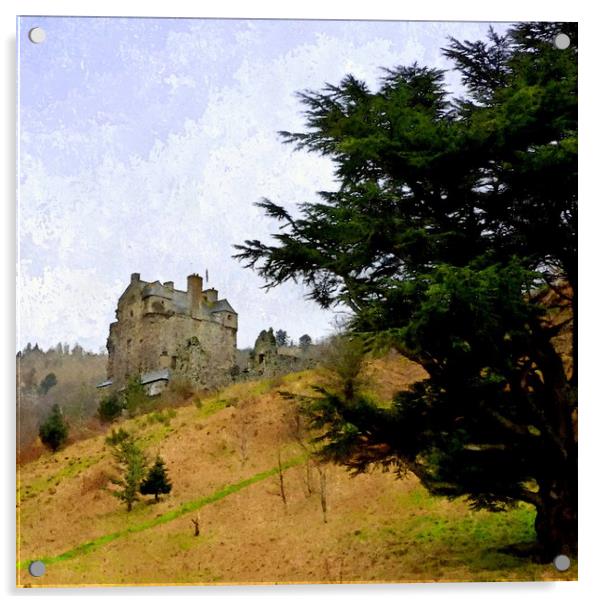 Neidpath Castle Acrylic by dale rys (LP)