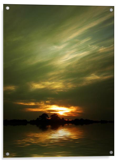 Moody Lake at Night Acrylic by Andrew Bailey