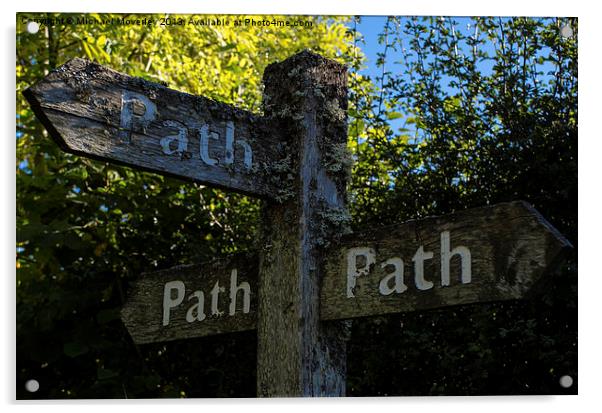 The Three Path Sign Acrylic by Michael Moverley