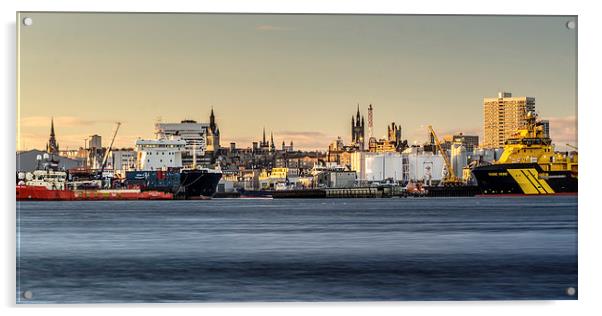 Aberdeen Harbour at Sunset Acrylic by Michael Moverley