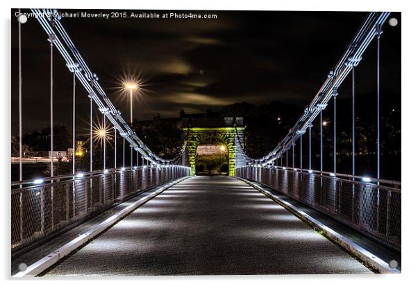  Wellington Bridge, Aberdeen at Night Acrylic by Michael Moverley