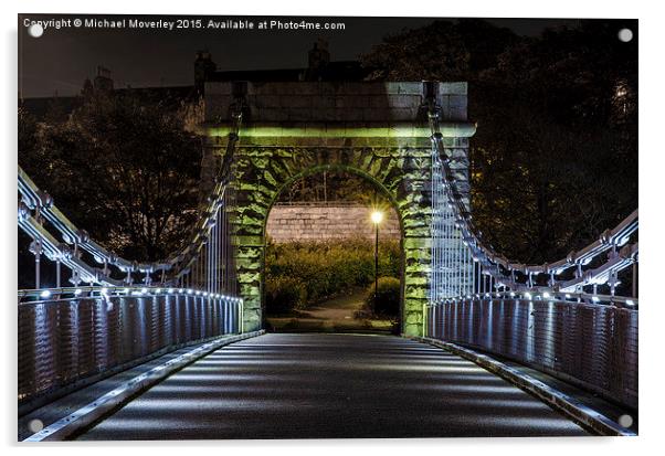  Wellington Bridge, Aberdeen at Night Acrylic by Michael Moverley