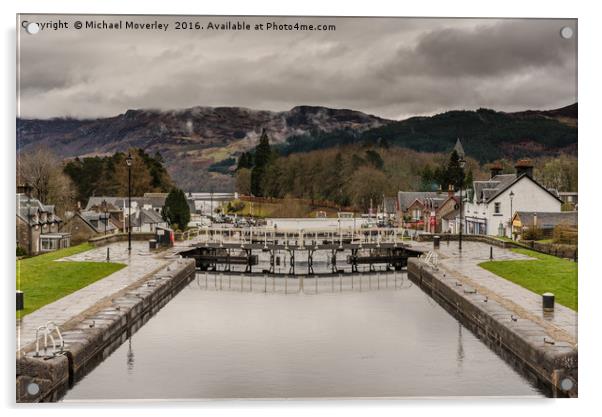 Fort Augustus in the Mist. Acrylic by Michael Moverley