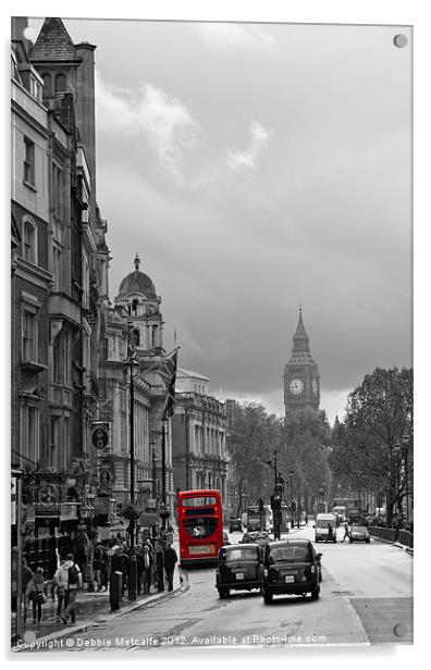 Big Ben & the London Bus Acrylic by Debbie Metcalfe