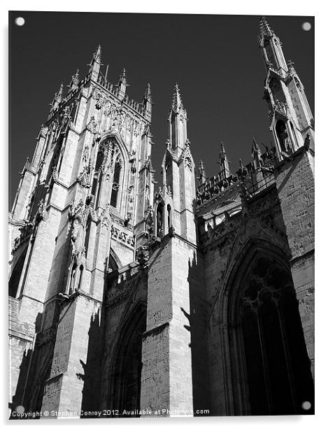 York Minster in Black and White Acrylic by Stephen Conroy
