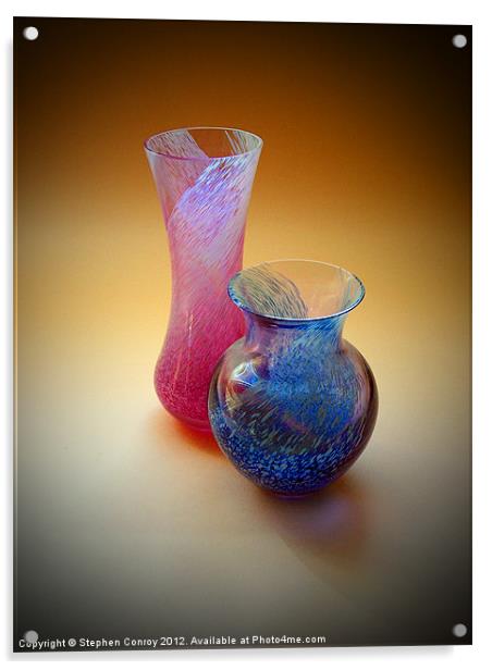 Pink Vase, Blue Vase - Still Life Acrylic by Stephen Conroy