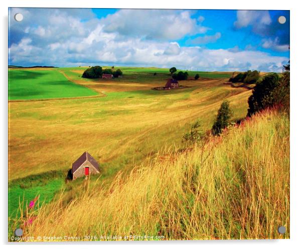 Farm Building with Red Door Acrylic by Stephen Conroy