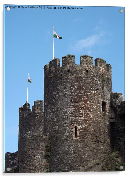 Conwy castle turret Acrylic by Sam Pattison