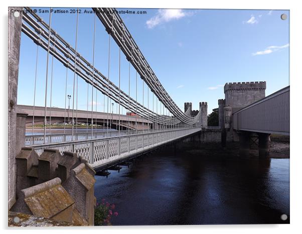 Conwy suspension bridge Acrylic by Sam Pattison