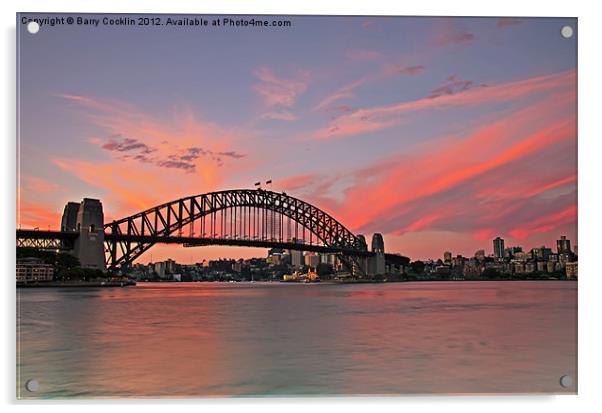 Sunset Bridge Spectacular Acrylic by Barry Cocklin