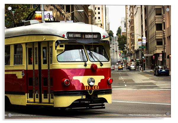 San Francisco Tram Acrylic by Jed Pearson