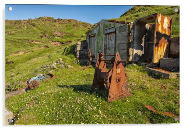 Porth Ysgaden fishing hut Acrylic by Jed Pearson