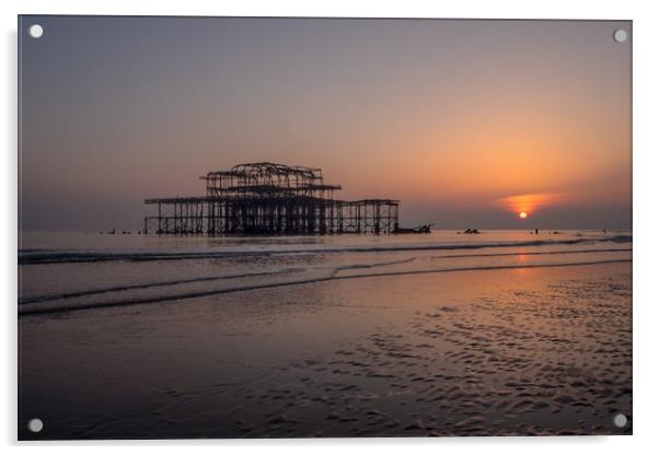 West Pier sunset Acrylic by Jed Pearson