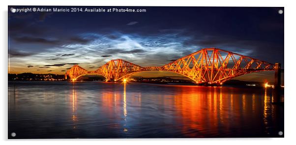 Rare Noctilucent Clouds over Forth Rail Bridge Acrylic by Adrian Maricic