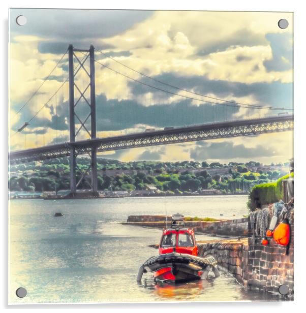 The Forth Road Bridge From North Queensferry Harbo Acrylic by Tylie Duff Photo Art