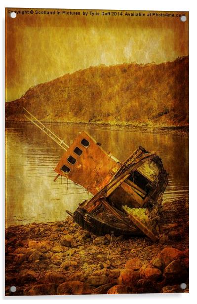 Shipwreck on Beach at Loch Torridon Acrylic by Tylie Duff Photo Art