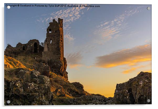  Sunset Over Dunure Castle Acrylic by Tylie Duff Photo Art