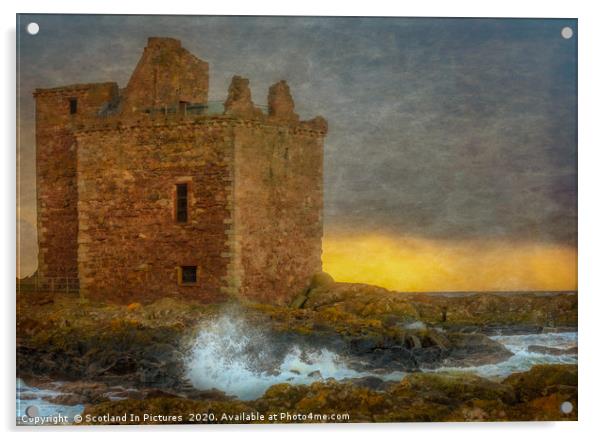 Sunset At Portencross Castle Acrylic by Tylie Duff Photo Art