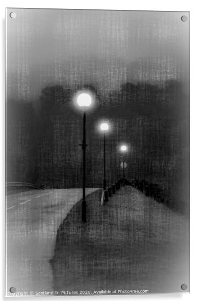 Street Lights In The Mist at Largs Yacht Haven Acrylic by Tylie Duff Photo Art