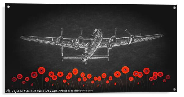 Flight of The Lancaster Bomber (spot colour) Acrylic by Tylie Duff Photo Art