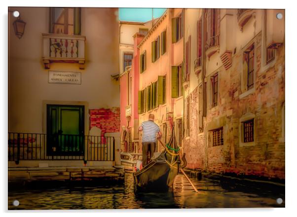 Venetian Gondolier Acrylic by Tylie Duff Photo Art