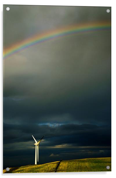 Wind Turbine & Rainbow Acrylic by Philip Teale