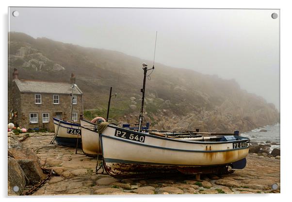  A Foggy Day at Penberth Cove, West Cornwall Acrylic by Brian Pierce