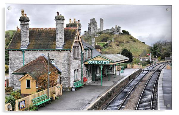 Corfe Castle Railway Station, Dorset Acrylic by Brian Pierce