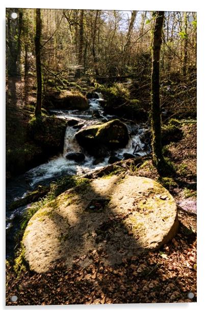 Old Millstone, Kennal Vale, Ponsanooth, Cornwall Acrylic by Brian Pierce