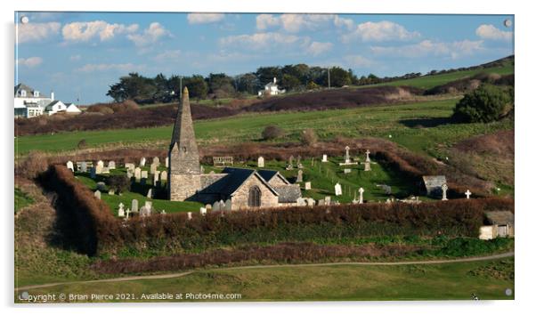 St Enadoc Church, North Cornwall Acrylic by Brian Pierce