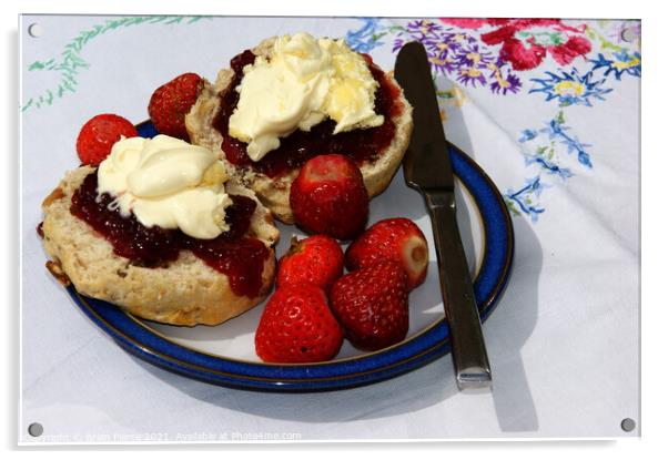 Cornish Cream Tea. Cream on Top Acrylic by Brian Pierce