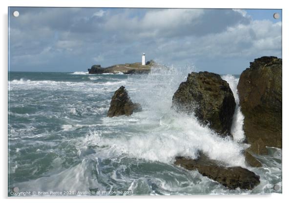 Godrevy Lighthouse, Gwithian, Hayle, Cornwall  Acrylic by Brian Pierce