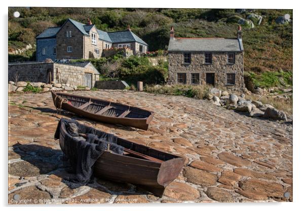 Old boats at Penberth Cove, Cornwall. Acrylic by Brian Pierce