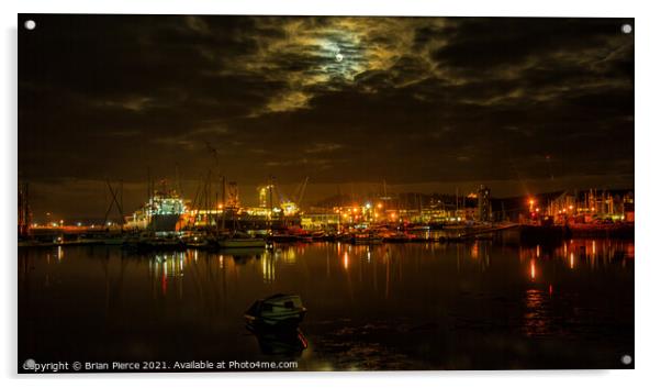 Falmouth Docks at Night Acrylic by Brian Pierce