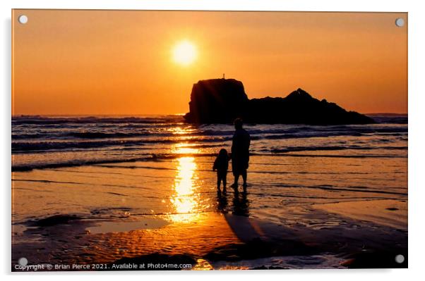 Sunset at Perranporth Acrylic by Brian Pierce