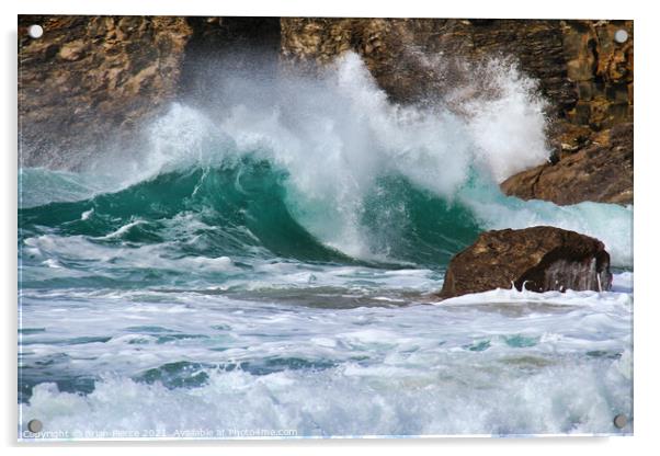 Cornish Wave at Chapel Porth Acrylic by Brian Pierce