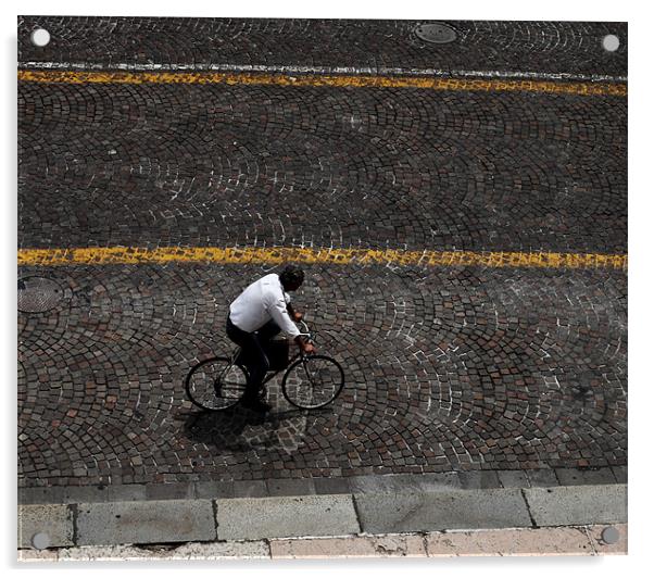 Italian Bicycle Man Acrylic by Liam Dobson