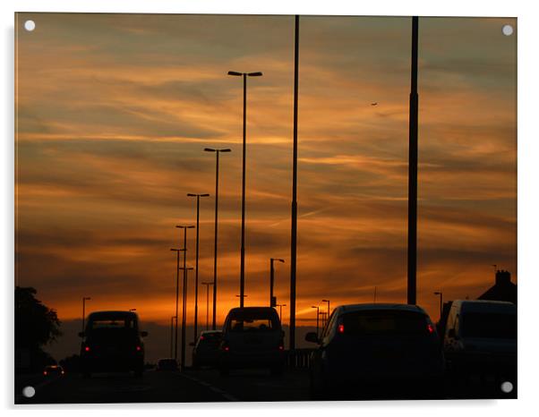 Travelling Home At Sunset Acrylic by JASON GUNTER