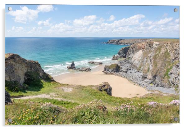 Bedruthan Steps, Cornwall Acrylic by Graham Custance