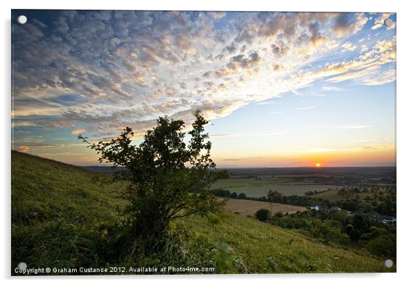 Dunstable Downs Sunset Acrylic by Graham Custance