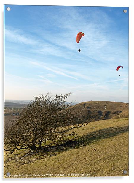 Paragliding on the Downs Acrylic by Graham Custance