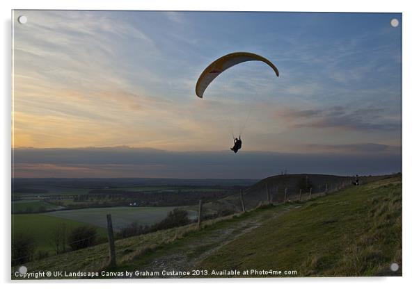 Hang gliding at the Downs Acrylic by Graham Custance