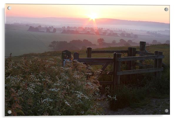 Chilterns Sunrise Acrylic by Graham Custance