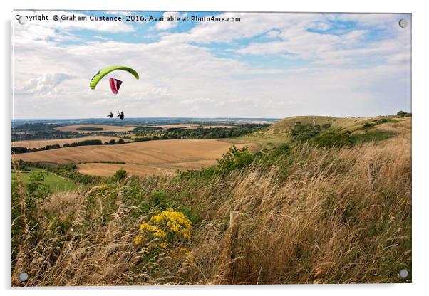 Dunstable Downs Paragliding Acrylic by Graham Custance