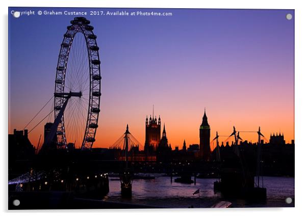 London Skyline at Sunset Acrylic by Graham Custance