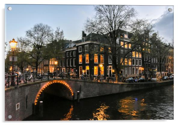 Amsterdam by Night Acrylic by Graham Custance