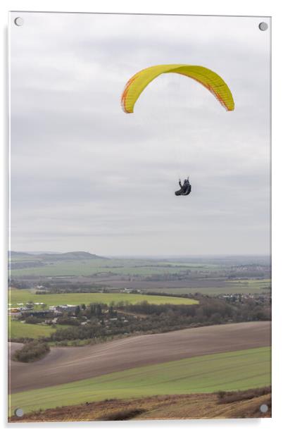 Paragliding at Dunstable Downs  Acrylic by Graham Custance
